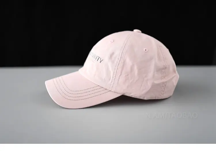 White Korean Baseball Cap with Letter Embroidery — feature 8