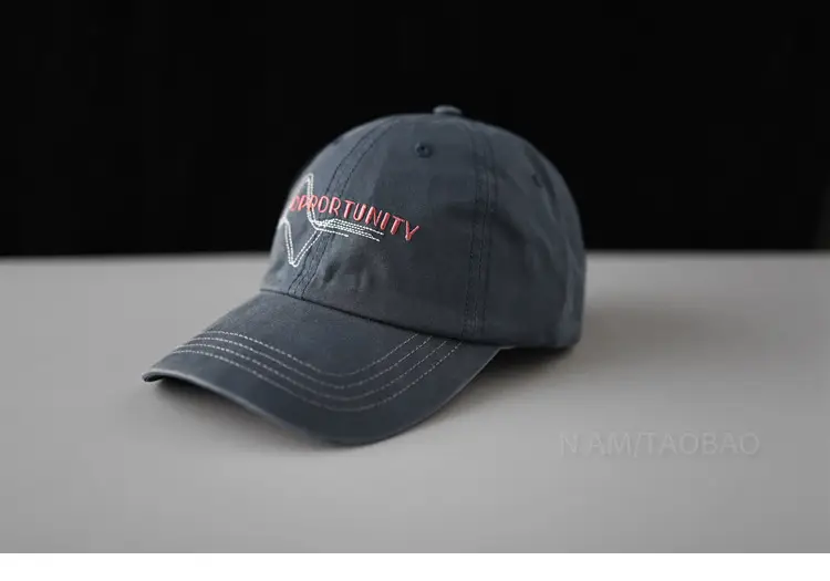 White Korean Baseball Cap with Letter Embroidery - Image 2