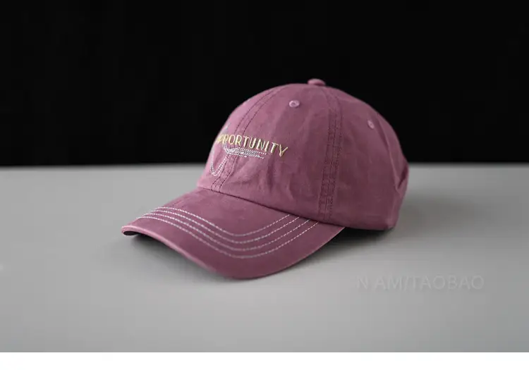 White Korean Baseball Cap with Letter Embroidery - Image 3