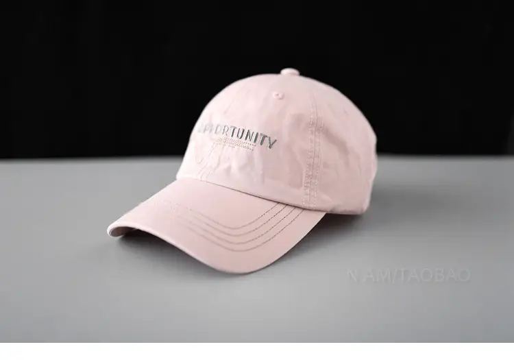White Korean Baseball Cap with Letter Embroidery - Image 4