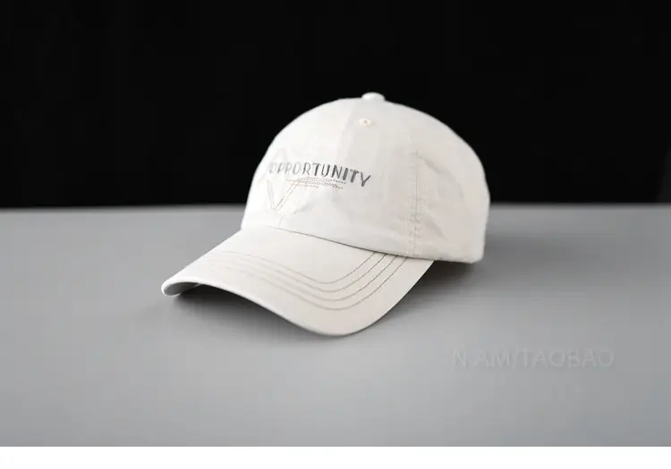 White Korean Baseball Cap with Letter Embroidery - Image 6