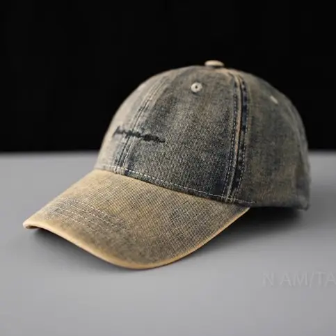 Vintage Letter Embroidered Baseball Cap Unisex Light Grey - Image 3