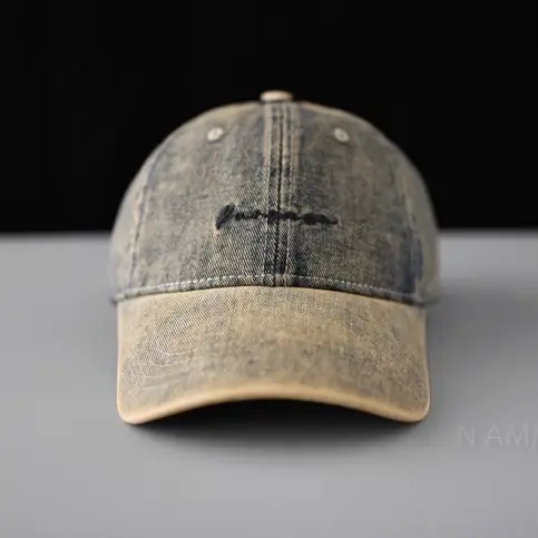 Vintage Letter Embroidered Baseball Cap Unisex Light Grey - Image 4