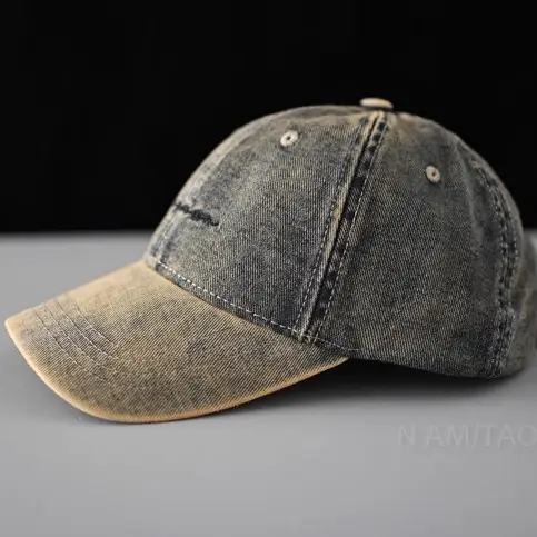 Vintage Letter Embroidered Baseball Cap Unisex Light Grey - Image 5
