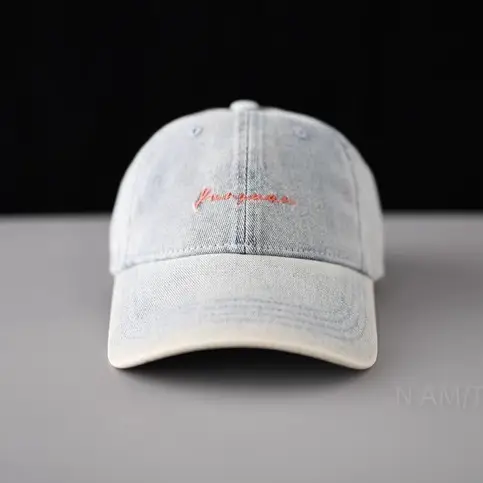 Vintage Letter Embroidered Baseball Cap Unisex Light Grey - Image 6