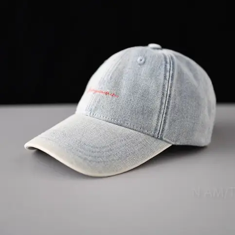 Vintage Letter Embroidered Baseball Cap Unisex Light Grey - Image 7