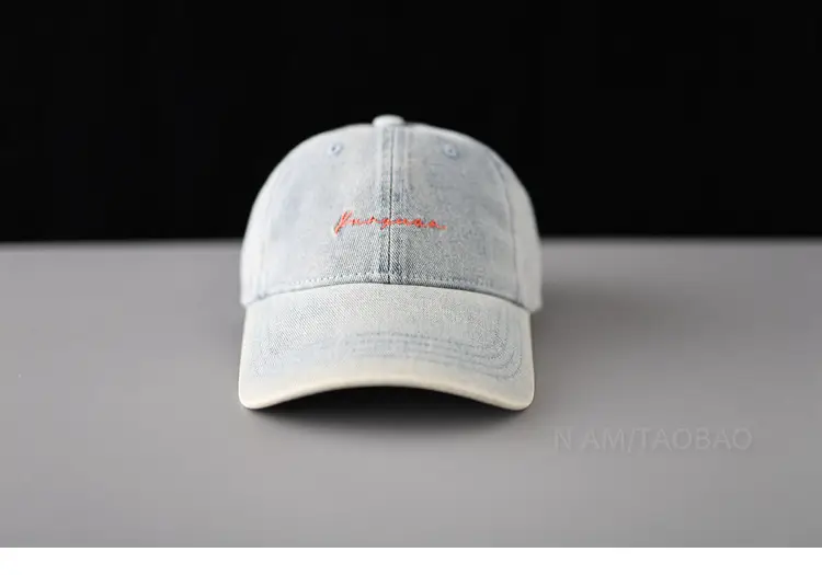 Vintage Letter Embroidered Baseball Cap Unisex Light Grey — feature 6
