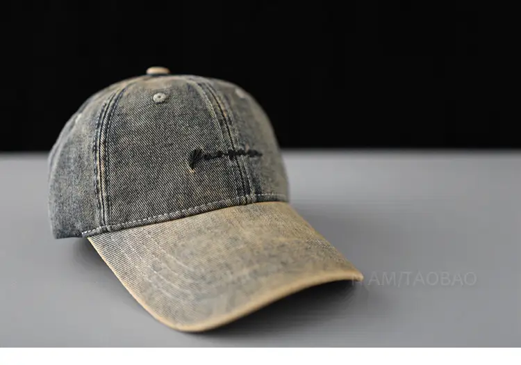 Vintage Letter Embroidered Baseball Cap Unisex Light Grey — feature 8
