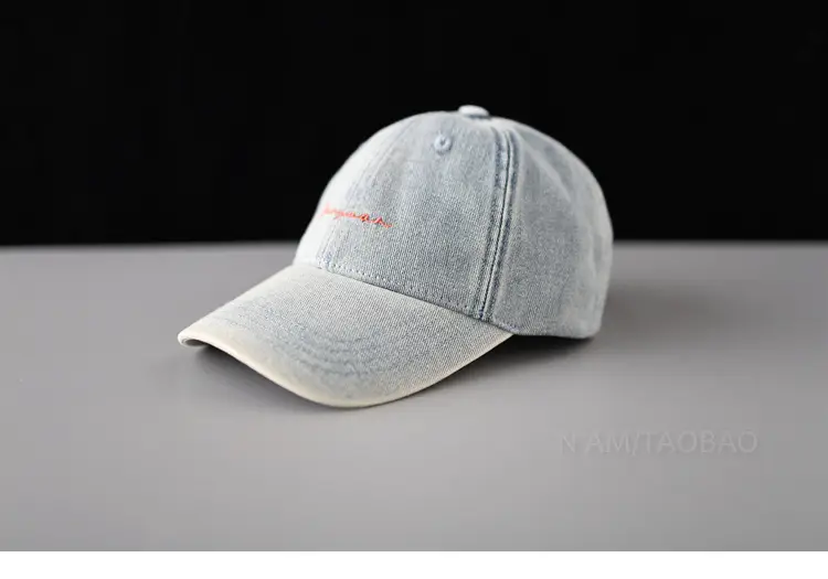 Vintage Letter Embroidered Baseball Cap Unisex Light Grey - Image 2