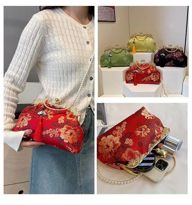 Green Embroidered Tassel Handbag for Women — feature 15