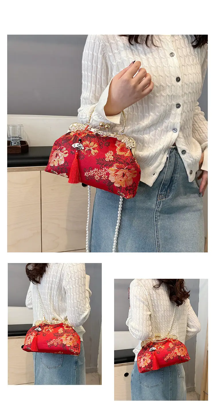 Green Embroidered Tassel Handbag for Women — feature 16