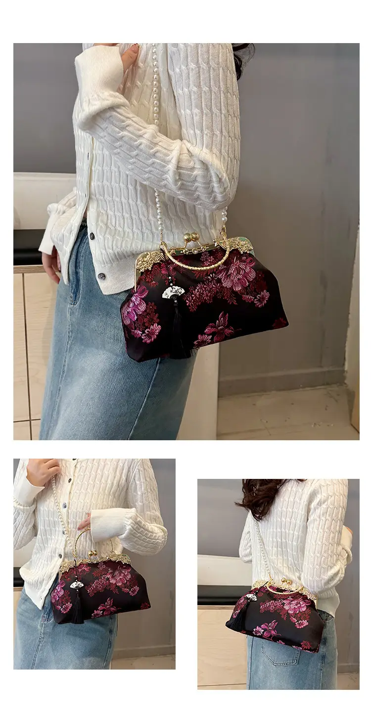 Green Embroidered Tassel Handbag for Women — feature 17