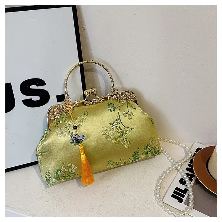 Green Embroidered Tassel Handbag for Women — feature 20