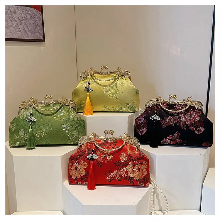 Green Embroidered Tassel Handbag for Women — feature 24