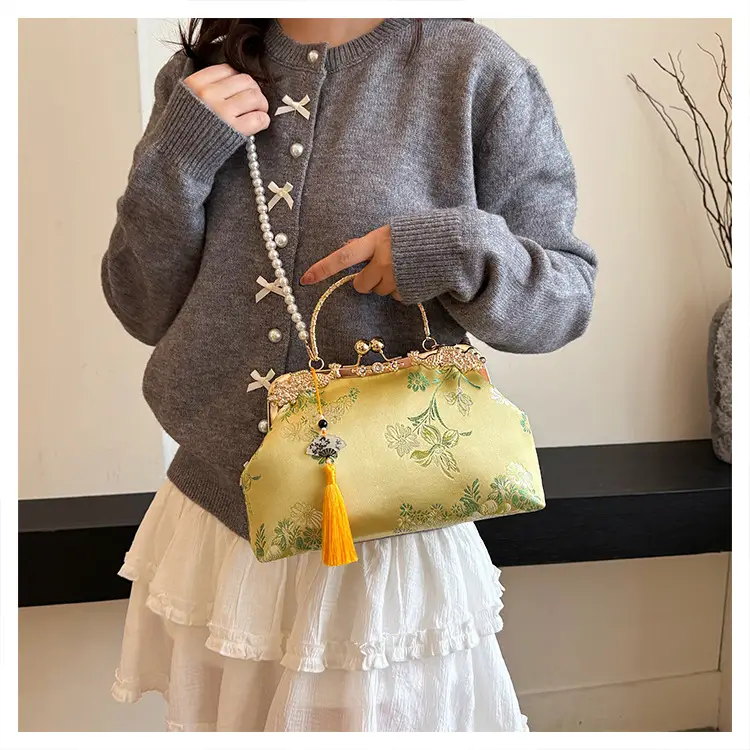 Green Embroidered Tassel Handbag for Women — feature 38