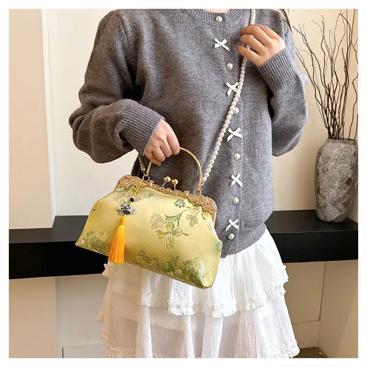 Green Embroidered Tassel Handbag for Women — feature 39