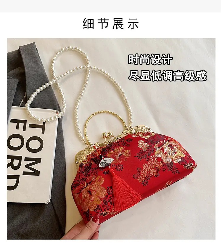 Green Embroidered Tassel Handbag for Women — feature 5