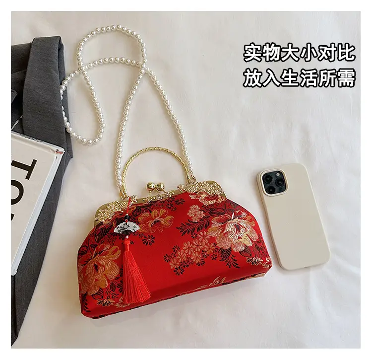 Green Embroidered Tassel Handbag for Women — feature 7