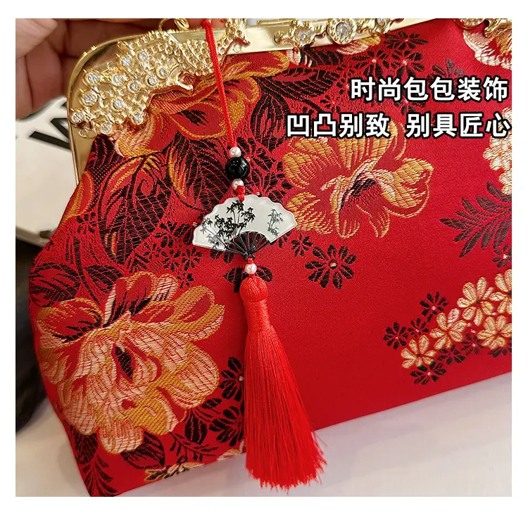 Green Embroidered Tassel Handbag for Women — feature 8