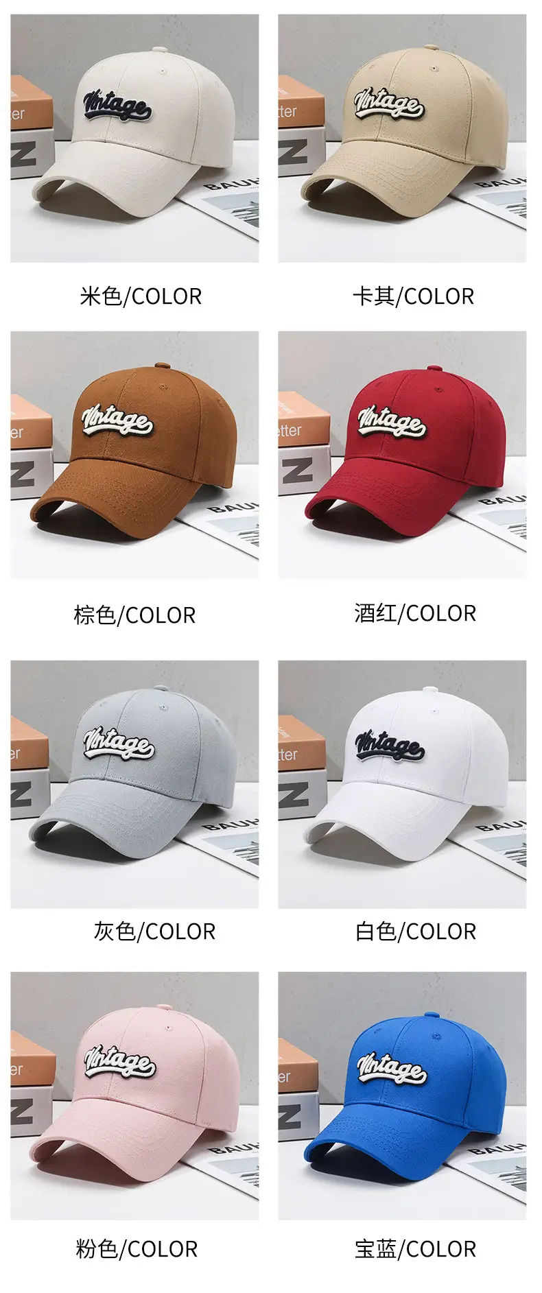 Blue Vintage Letter Baseball Cap for Women — feature 7
