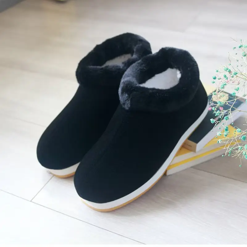 Winter Thickened Warm Handmade Cotton Shoes fleece-lined Non-slip Old Cotton Shoes Thick-soled Men's and Women's Cotton Slippers Bag Heel Handmade Cloth Shoes - Image 3