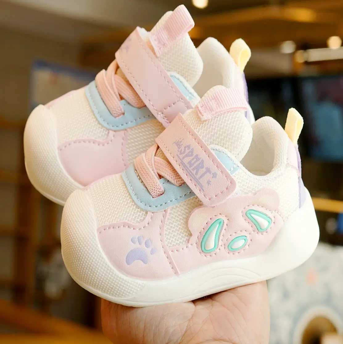 Pink Baby Sneakers 1-2 Years Soft Sole Non-Slip