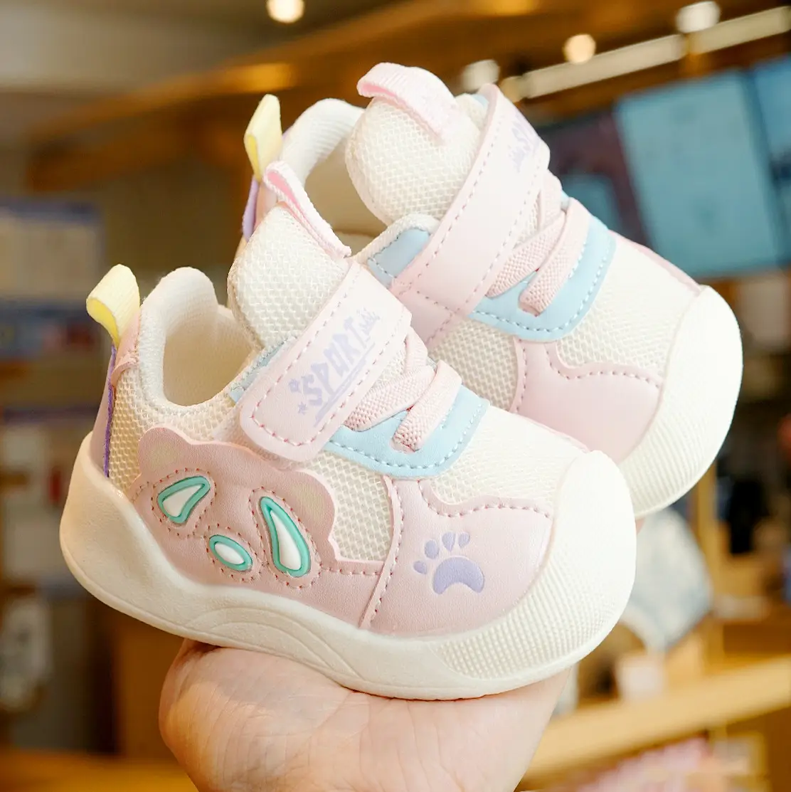 Pink Baby Sneakers 1-2 Years Soft Sole Non-Slip