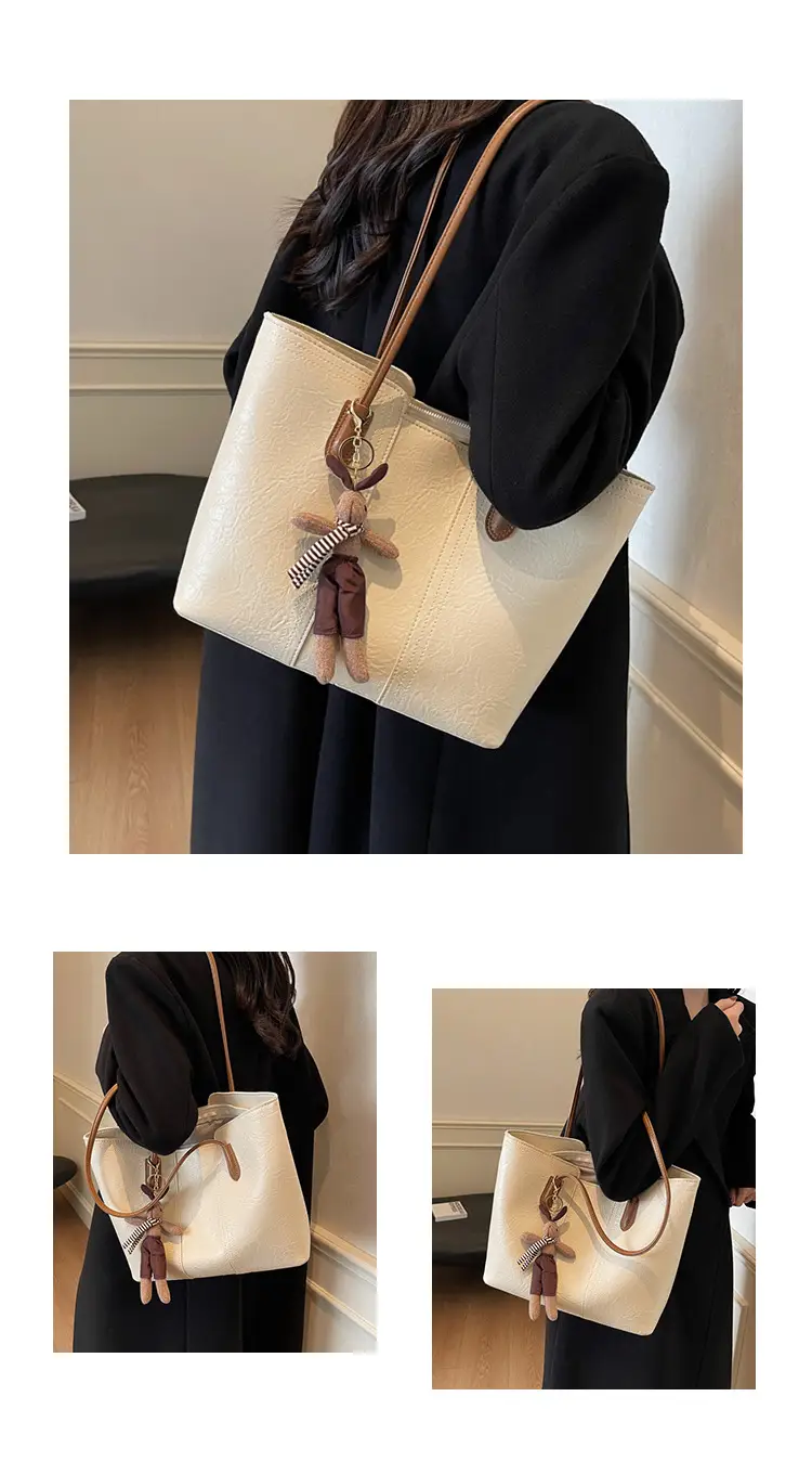 Women Retro Brown Leather Shoulder Bag with Tassel — feature 5