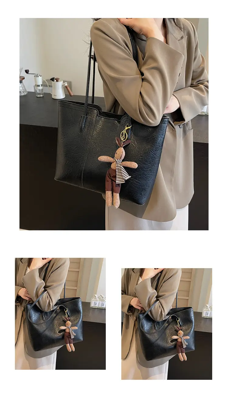 Women Retro Brown Leather Shoulder Bag with Tassel — feature 6