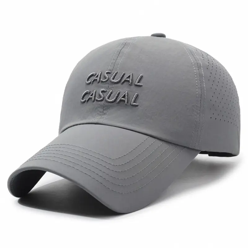 Casual Beige Baseball Cap with "Casual Casual" Embroidery - Image 5
