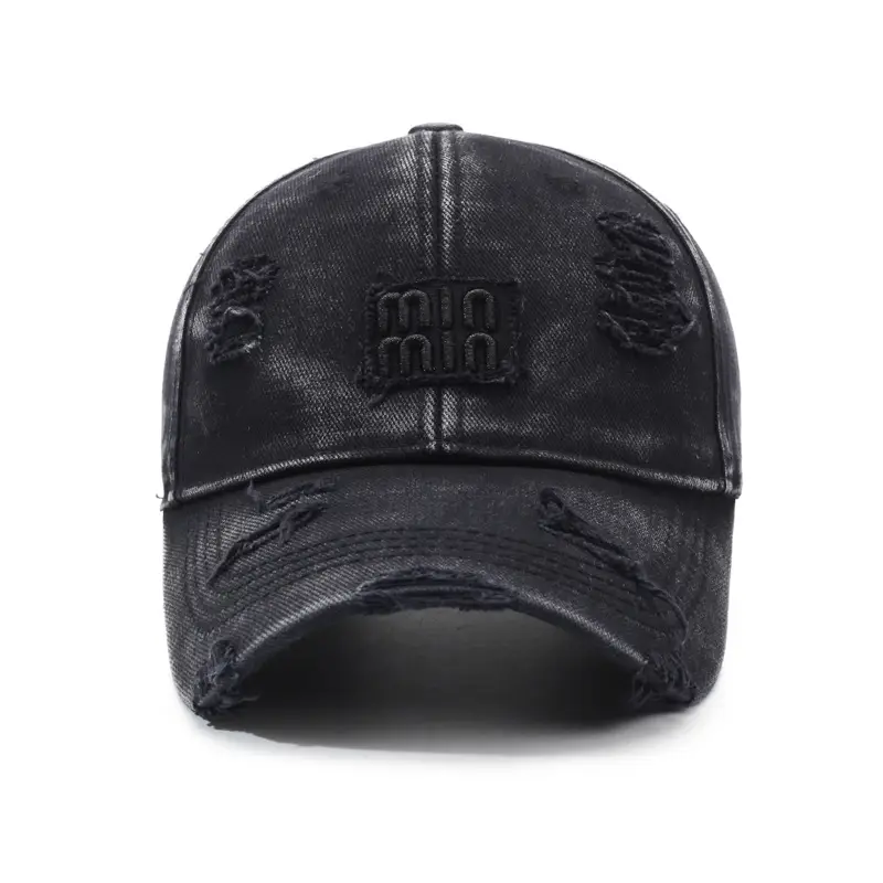 Men's Black Washable Letter Embroidered Baseball Cap - Image 7