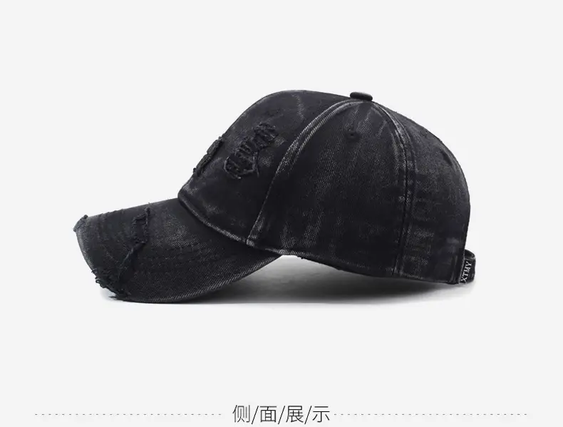 Men's Black Washable Letter Embroidered Baseball Cap — feature 10