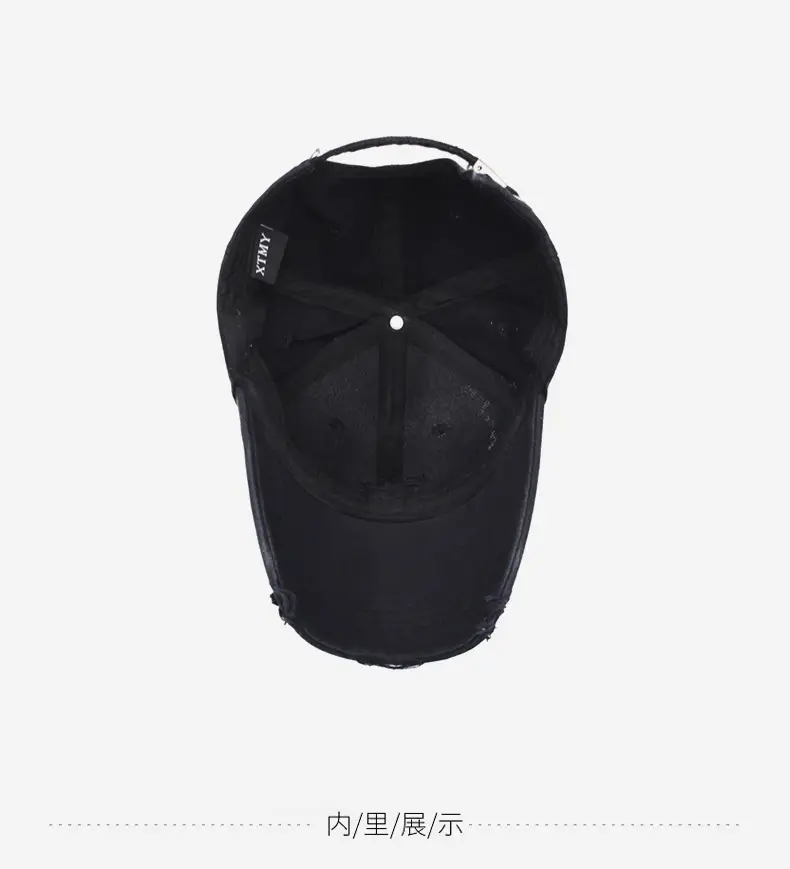 Men's Black Washable Letter Embroidered Baseball Cap — feature 13