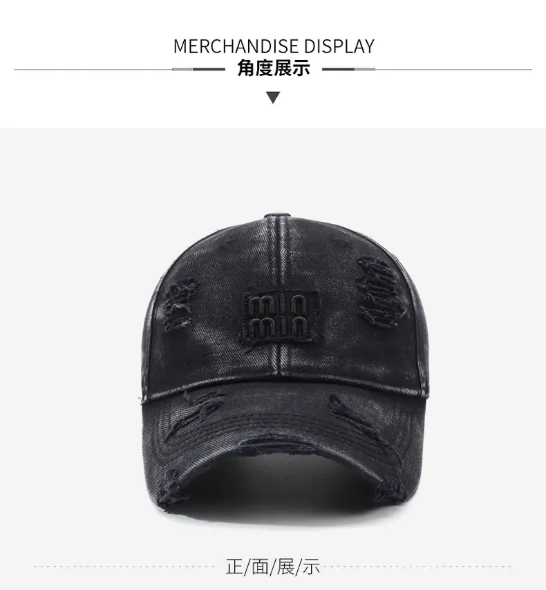 Men's Black Washable Letter Embroidered Baseball Cap — feature 8