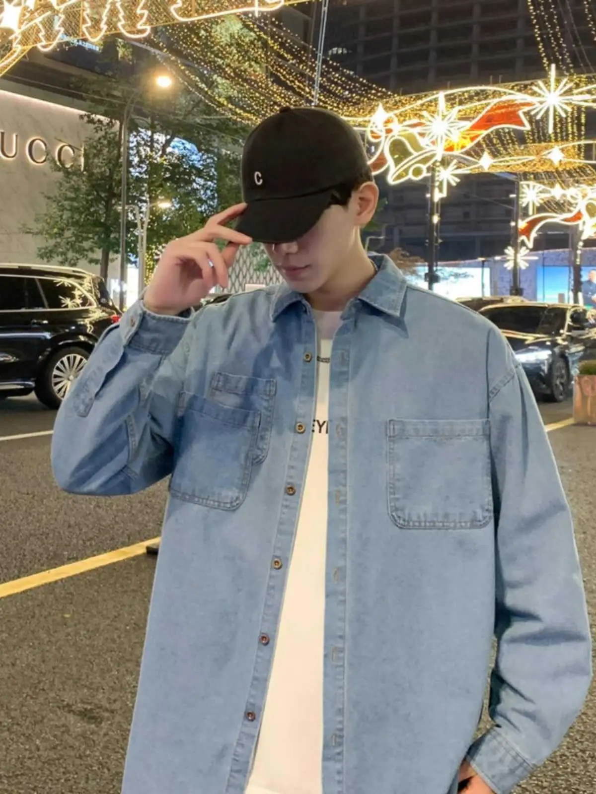 NASA Navy Denim Shirt Men Spring Autumn 2025