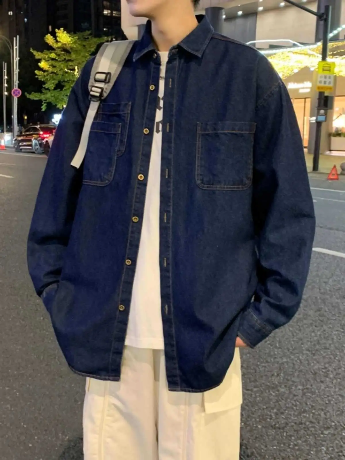 NASA Navy Denim Shirt Men Spring Autumn 2025