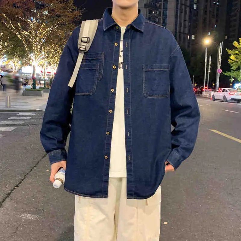 NASA Navy Denim Shirt Men Spring Autumn 2025