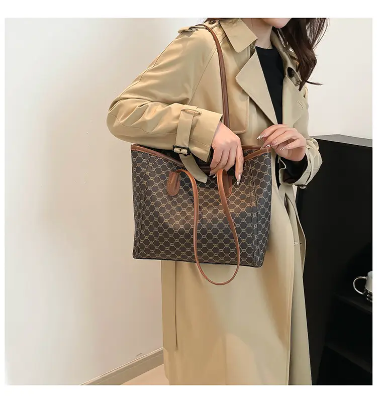 Women's Trendy Monogram Tote Bag with Leather Handles — feature 10