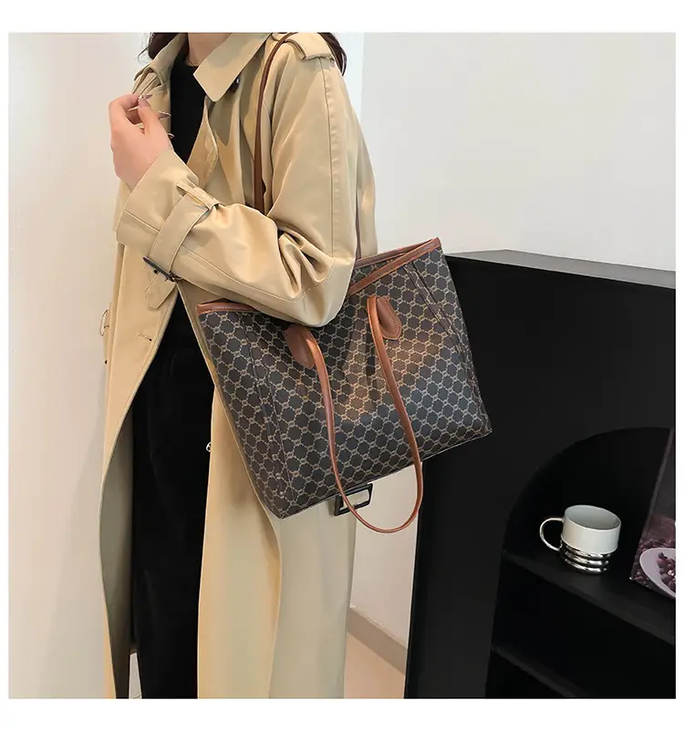 Women's Trendy Monogram Tote Bag with Leather Handles — feature 11