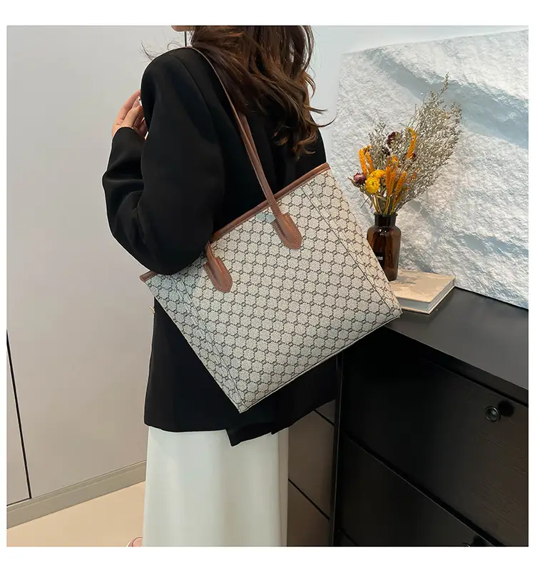 Women's Trendy Monogram Tote Bag with Leather Handles — feature 13