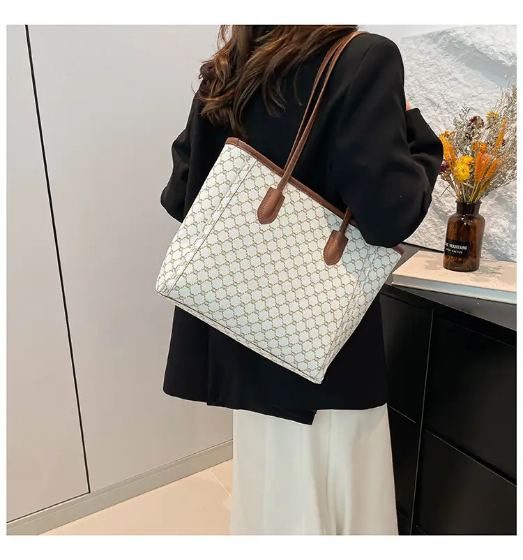 Women's Trendy Monogram Tote Bag with Leather Handles — feature 15