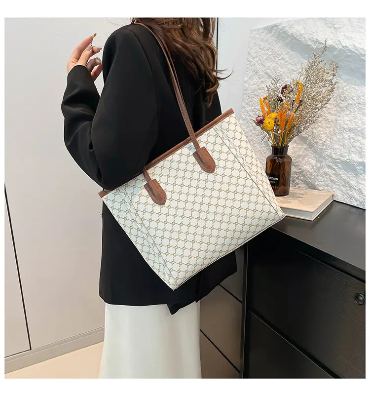 Women's Trendy Monogram Tote Bag with Leather Handles — feature 16