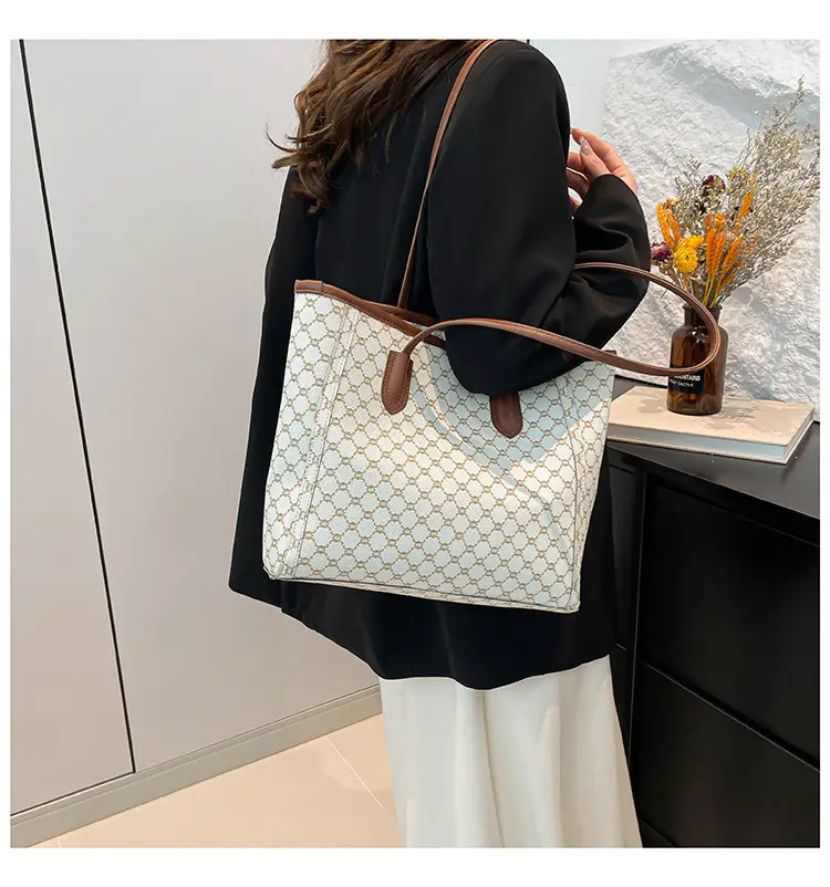 Women's Trendy Monogram Tote Bag with Leather Handles — feature 17