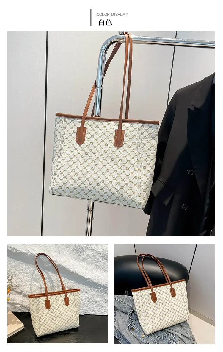 Women's Trendy Monogram Tote Bag with Leather Handles — feature 19