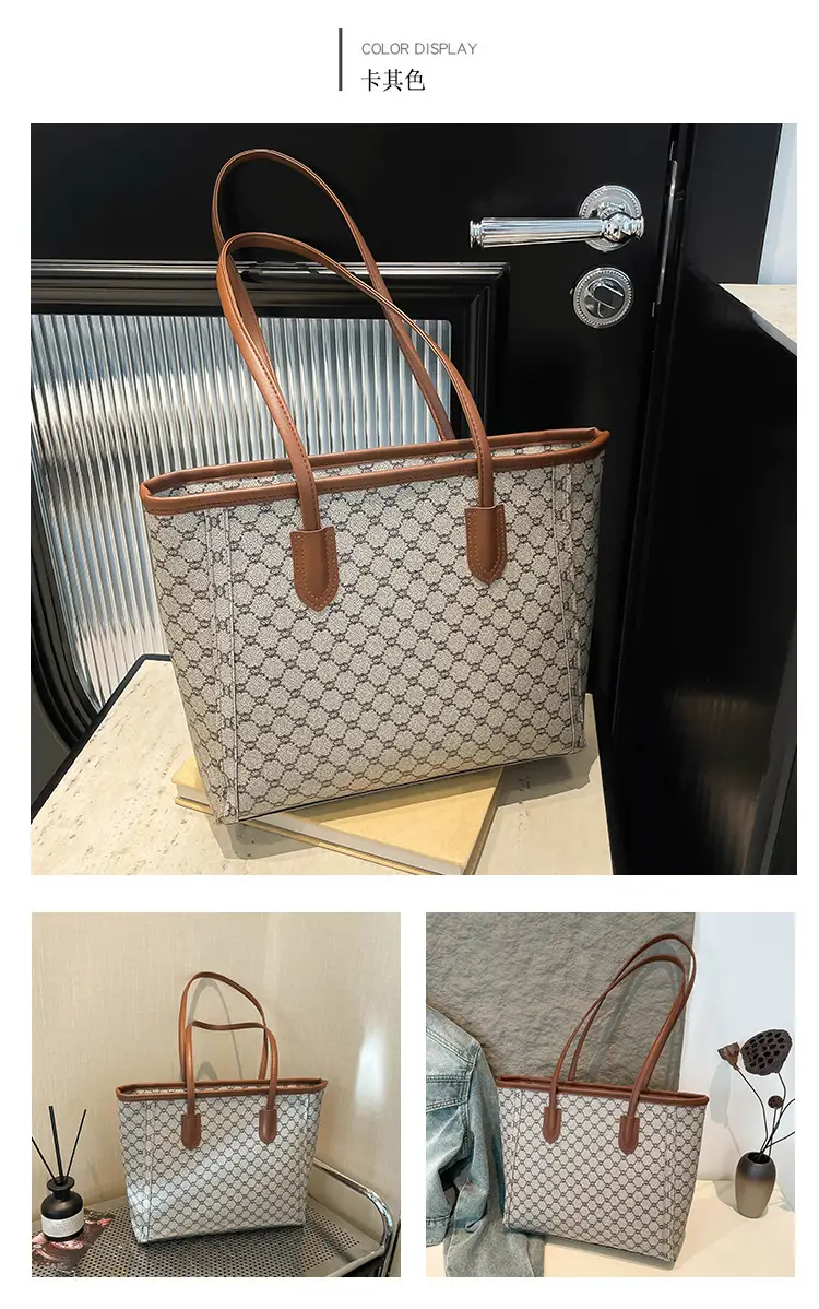 Women's Trendy Monogram Tote Bag with Leather Handles — feature 20