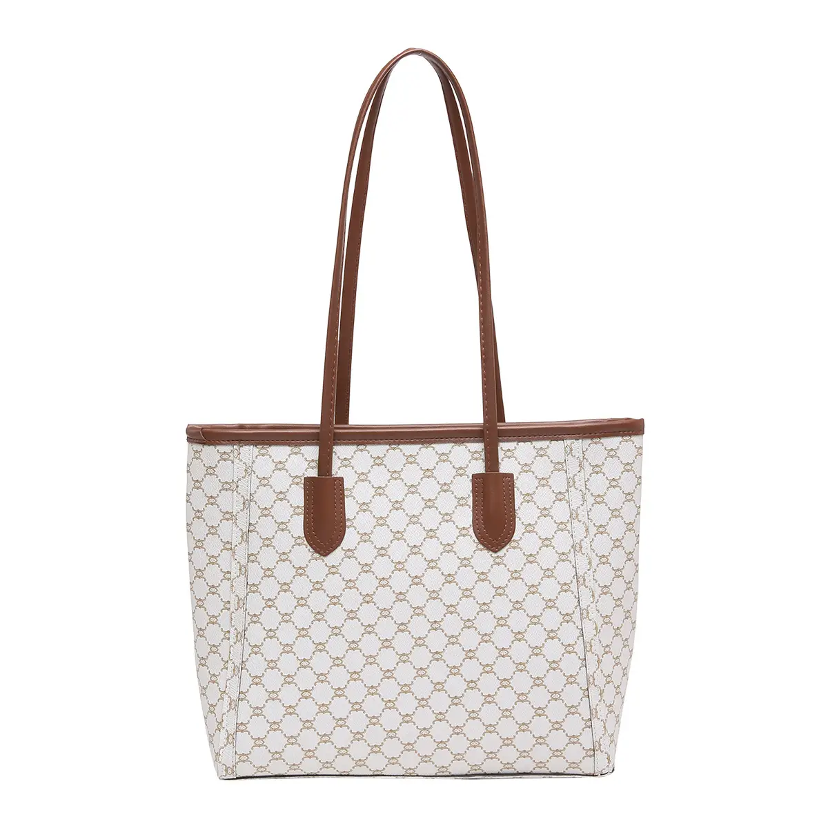 Women's Trendy Monogram Tote Bag with Leather Handles - Image 3