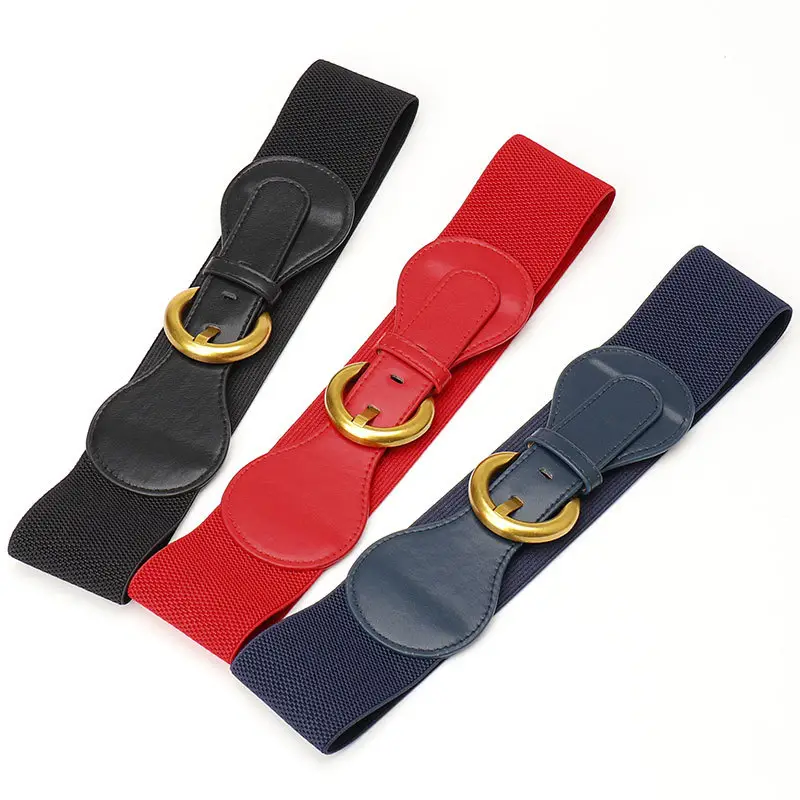 Women's Vintage Pin Buckle Elastic Waist Belt Brown - Image 7