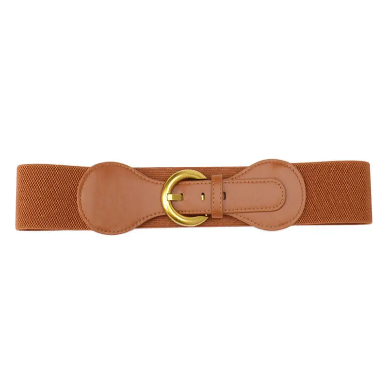 Women's Vintage Pin Buckle Elastic Waist Belt Brown - Image 9