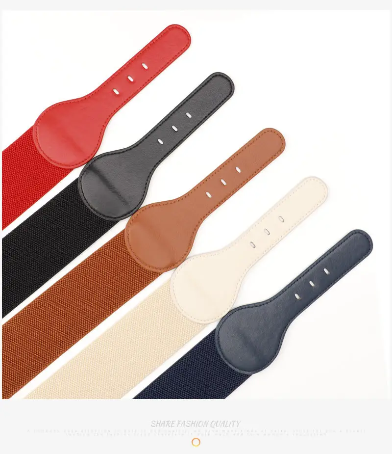 Women's Vintage Pin Buckle Elastic Waist Belt Brown — feature 24