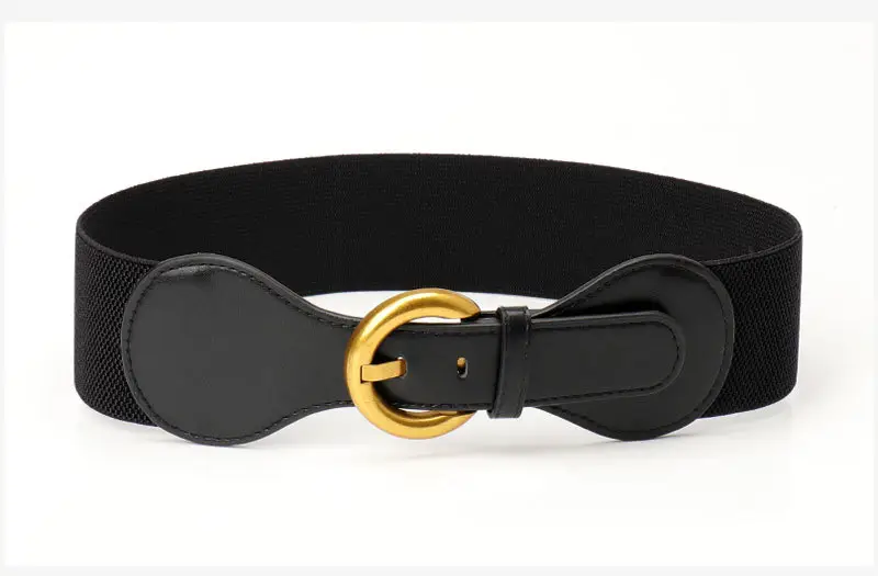 Women's Vintage Pin Buckle Elastic Waist Belt Brown — feature 26